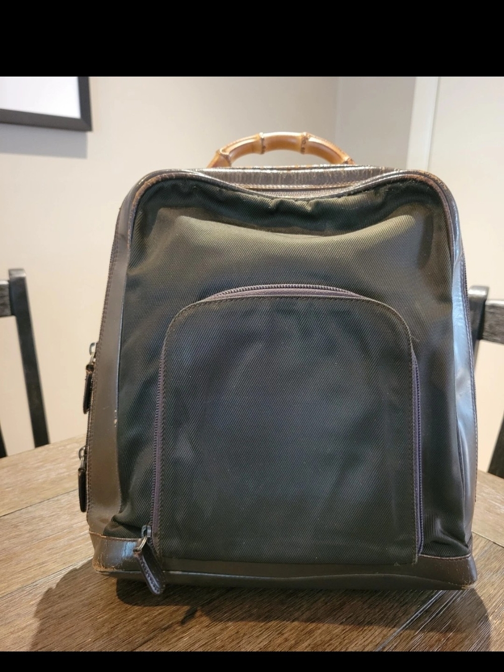 Dark Green Canvas/Leather Gucci Backpack